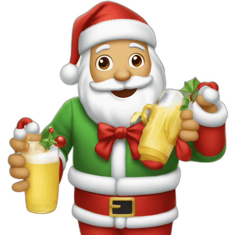 Papá Noel bebiendo champán emoji