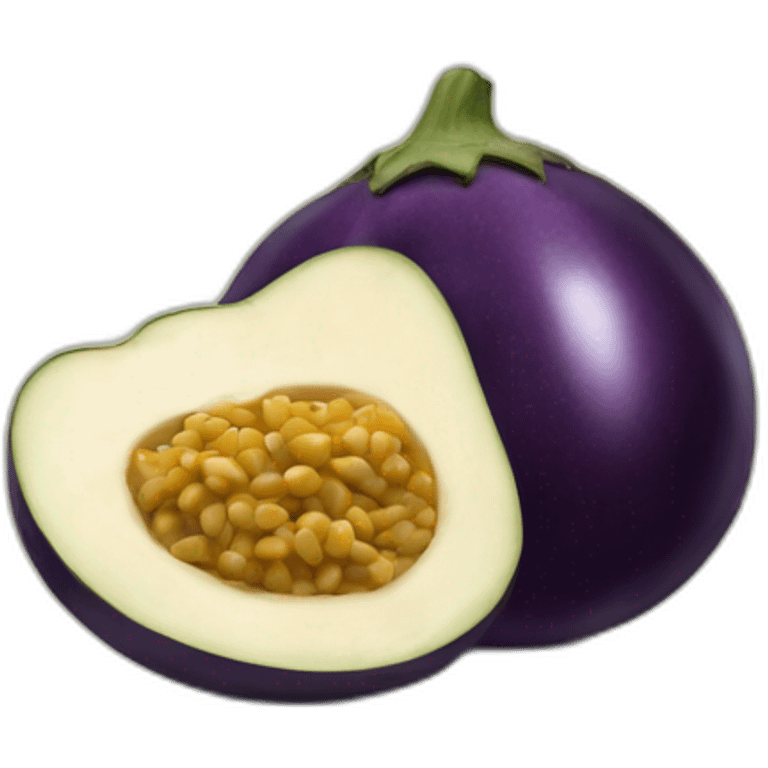 Une pêche mangeant une aubergine emoji