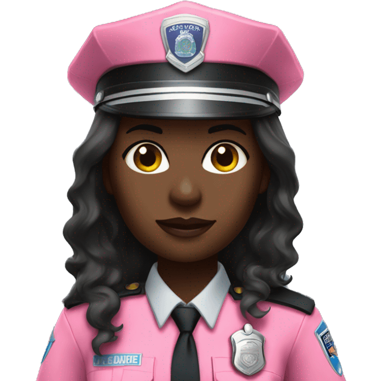 darkskin female police officer with pink uniform and long hair emoji