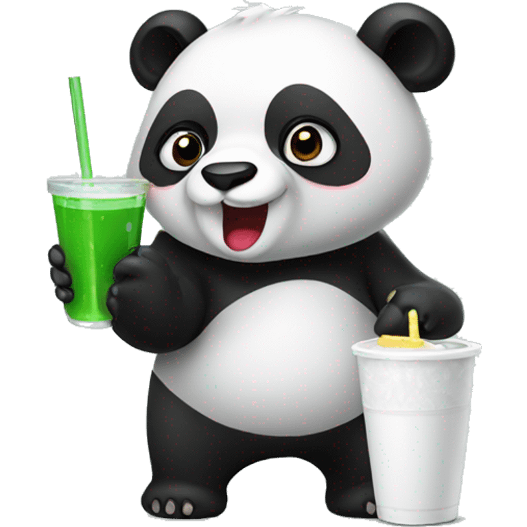 panda holding drink emoji