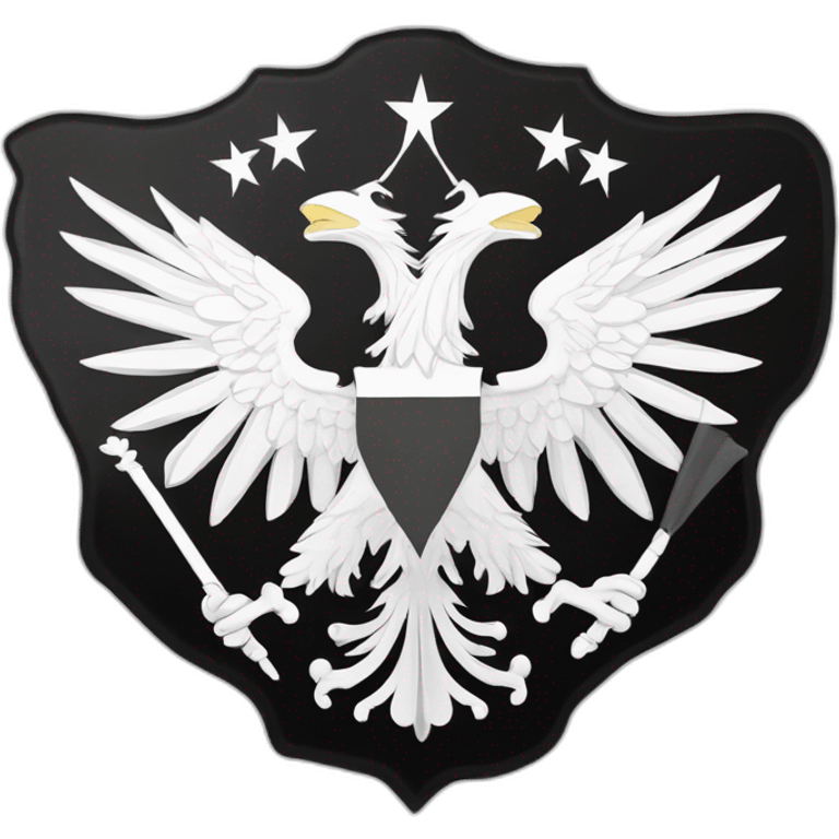 flag of prussia in black and white with an eagle in the middle emoji