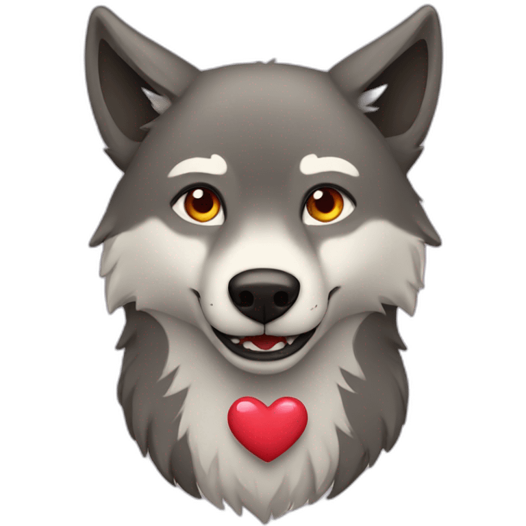 Wolf with heart emoji