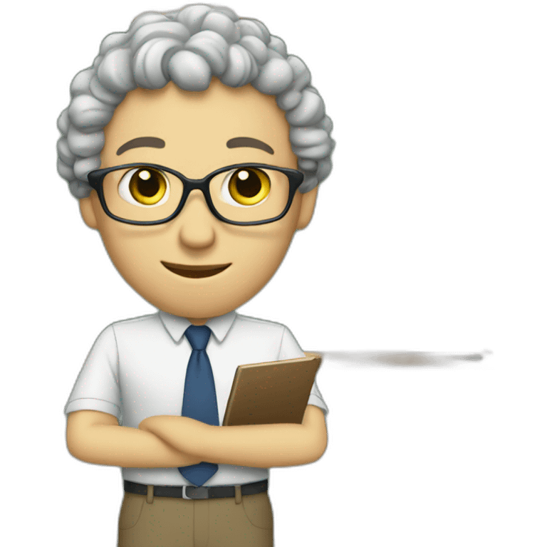 Teacher, computer, curly emoji