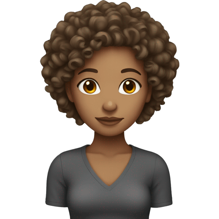 Mixed girl with curly brown hair  emoji