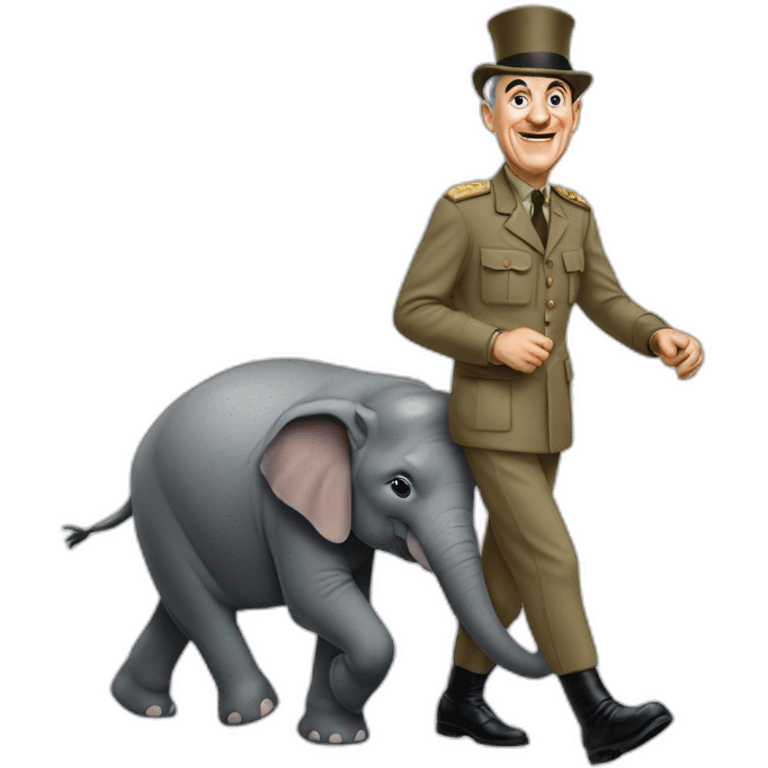 Louis de Funès qui marche sur un éléphant emoji