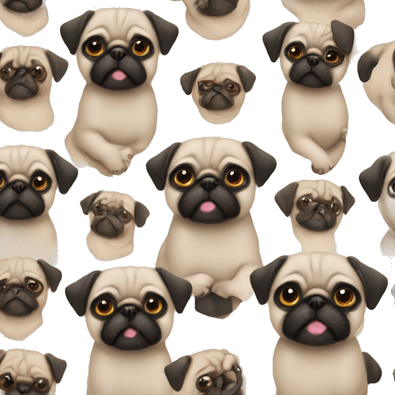 the cutest pug in the world beige color with a black muzzle a little gray emoji