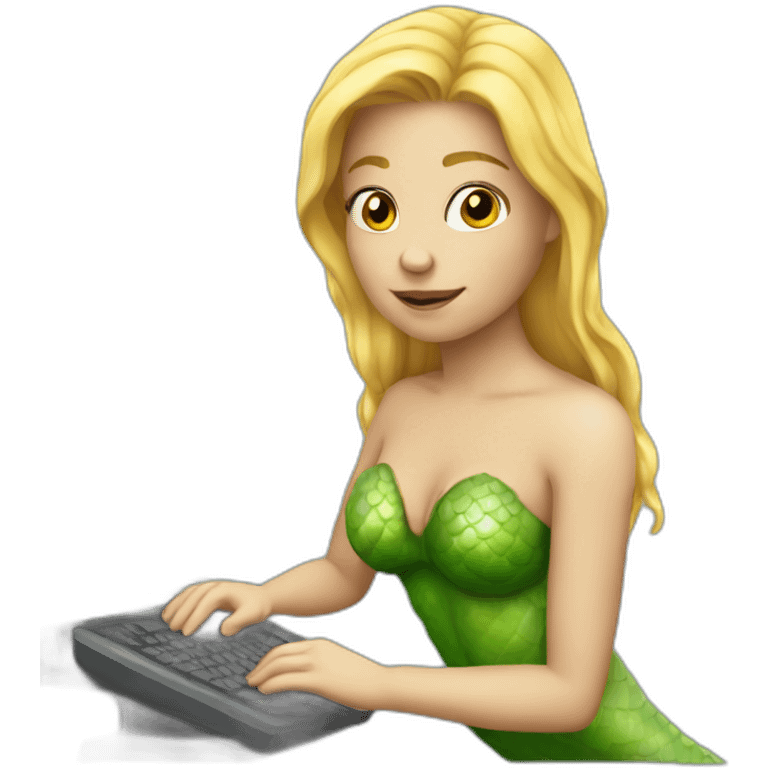 mermaid typing on computer emoji