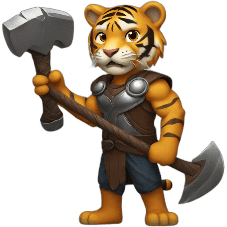 Tiger holding Thor's axe  emoji