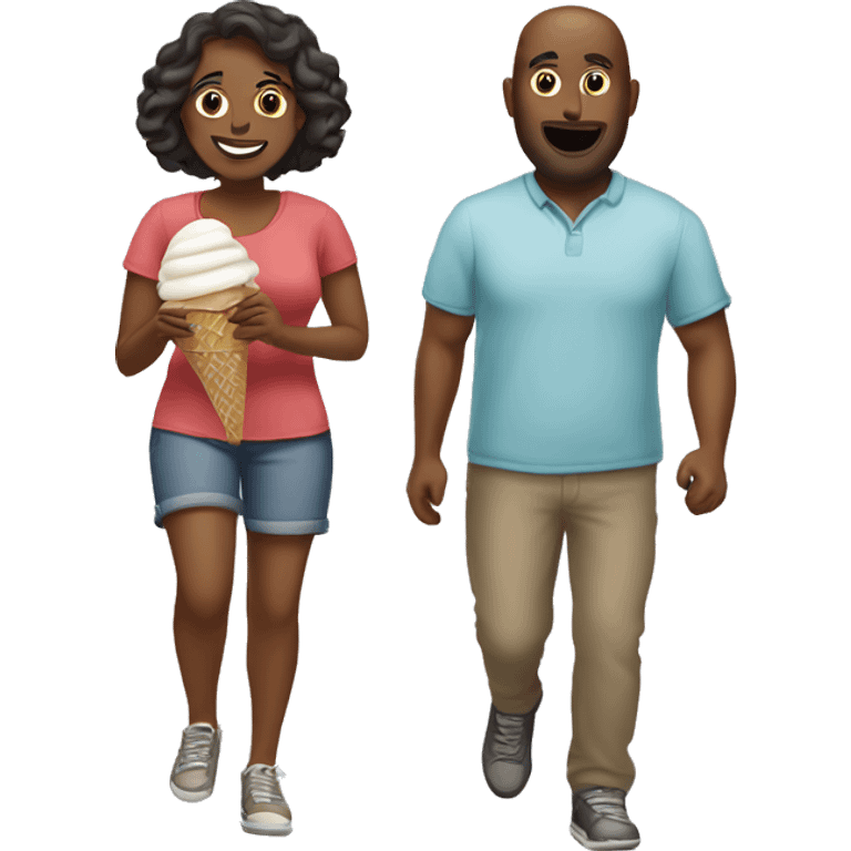 make an emoji that shows a American couple of a woman and a man going for a walk eating ice cream emoji