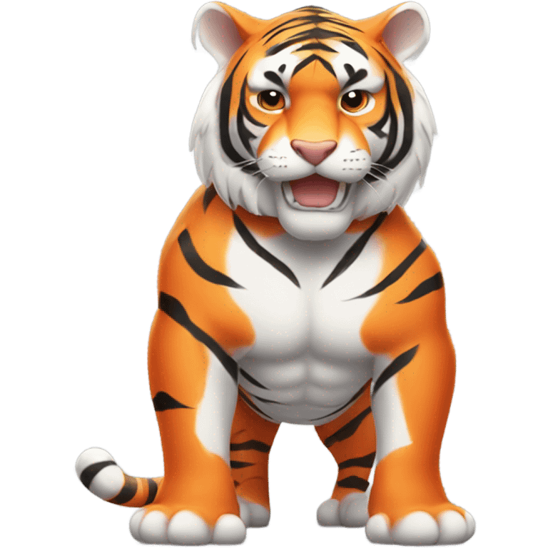 Orange tiger with white stripes instead of black emoji