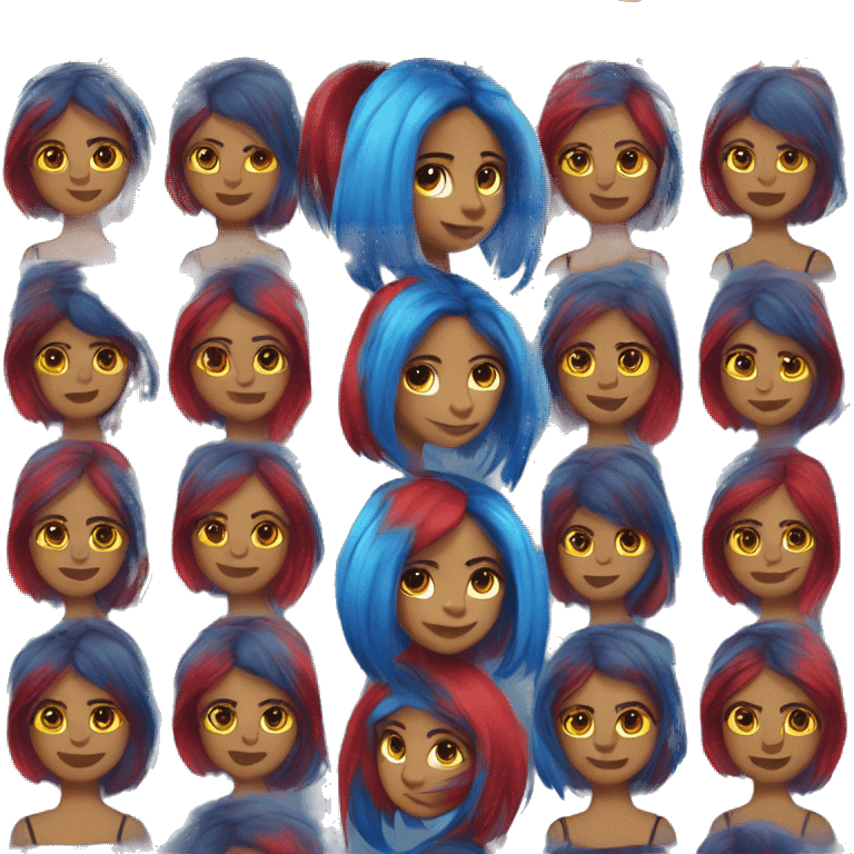 Latina with headphones blue and red split dye hair emoji