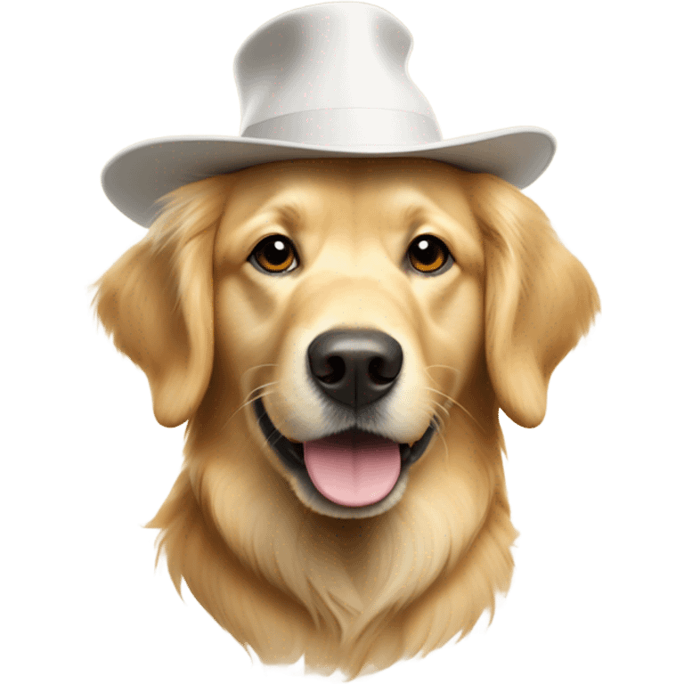 Golden retriver blanc avec chapeau pointue  d’anniversaire emoji