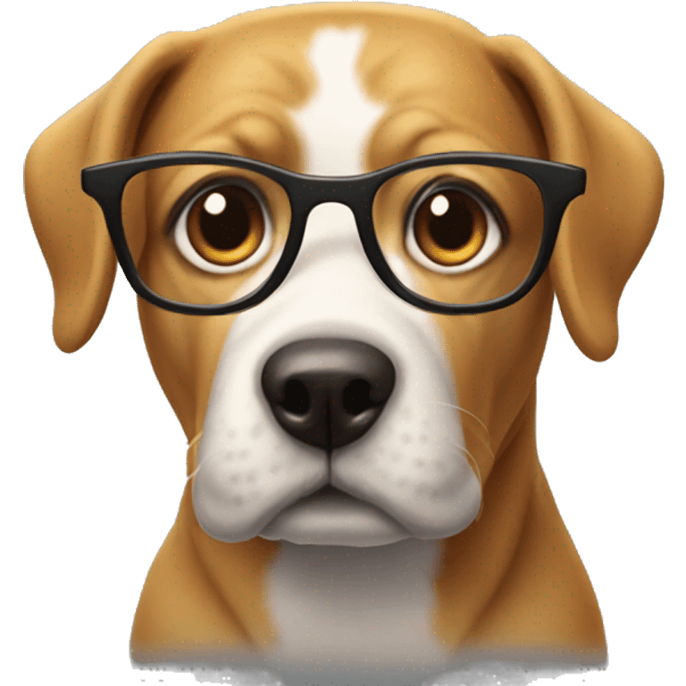 Dog with a one inch body and a huge head with glasses emoji