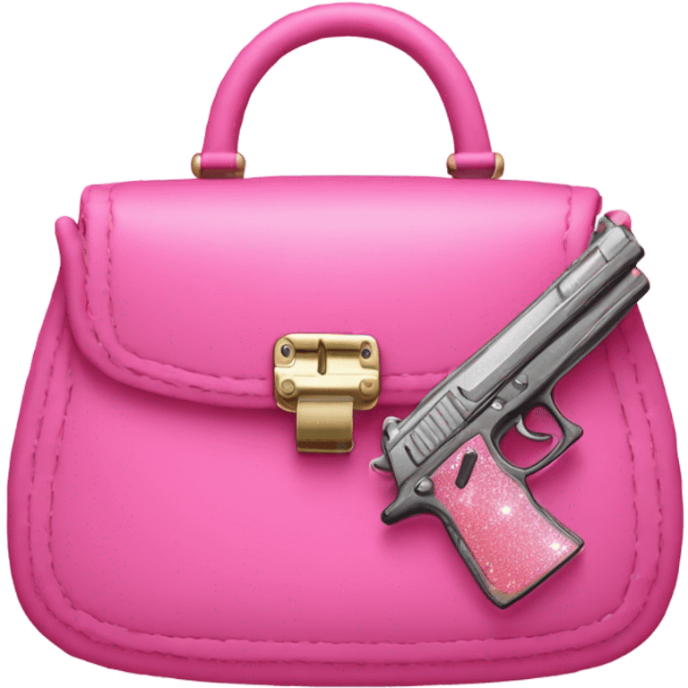 Pink purse with gun and glitter  emoji