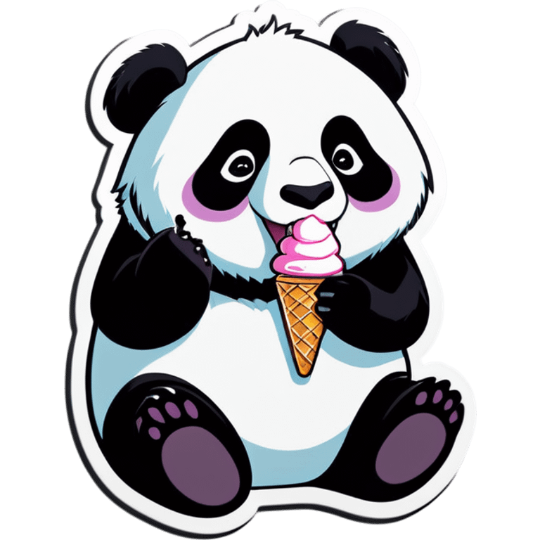 Panda eating ice cream emoji