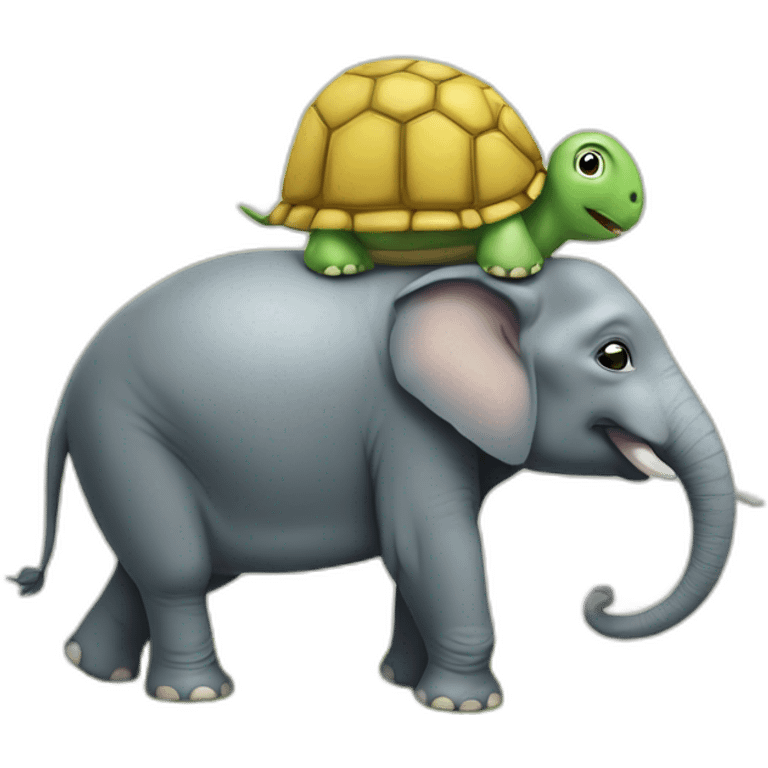 une tortue sur un elephant emoji