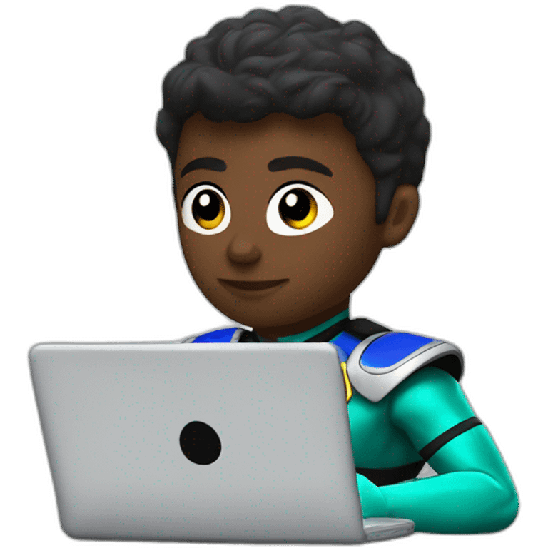 Power Rangers Black with Laptop busy with coding for Office Work by thinking future me emoji