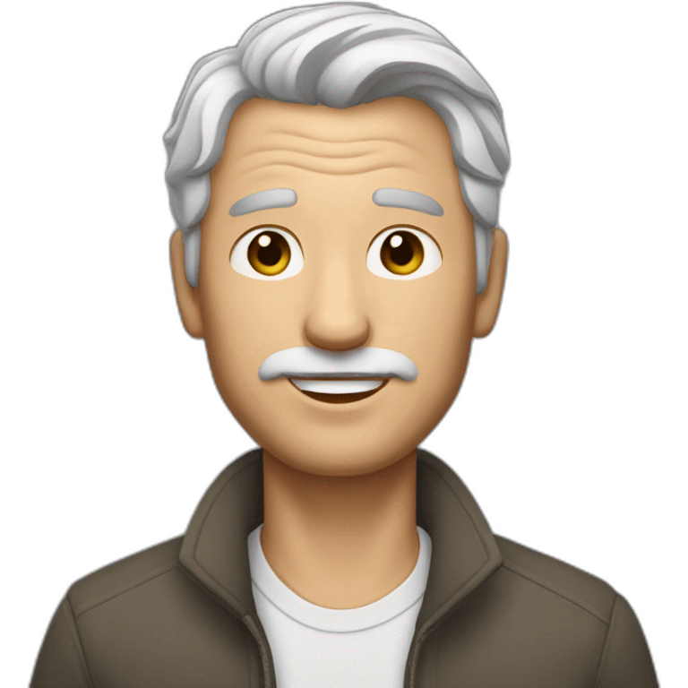 Man withe gray hair without beard with a white cat in his hand emoji