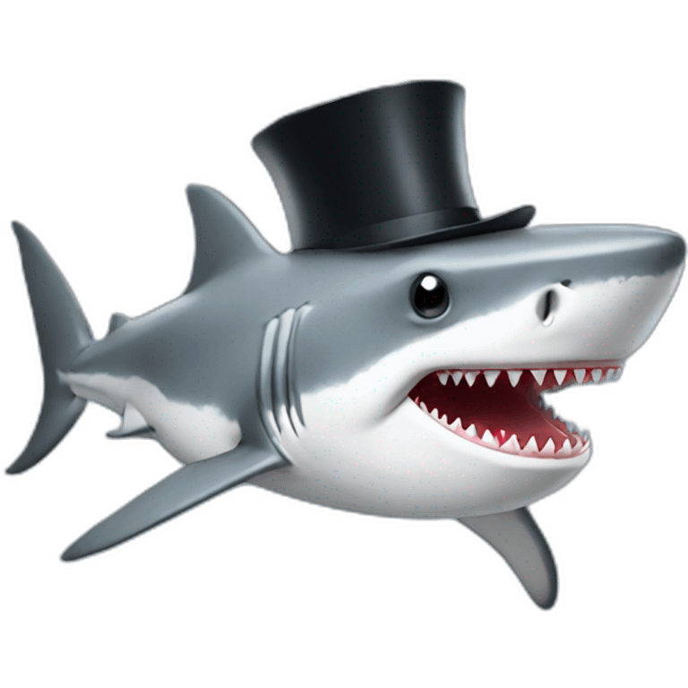 Shark with a top hat emoji