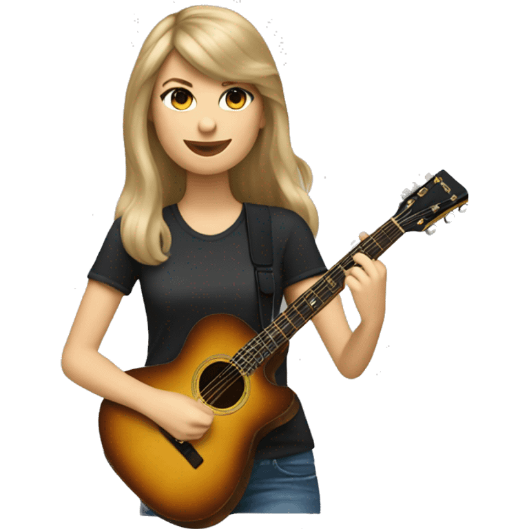 Taylor swift with long straight hair playing guitar  emoji