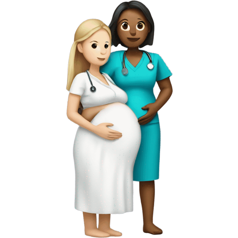 pregnant women with a nurse  emoji