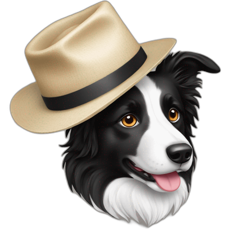 border collie with elegant hat emoji