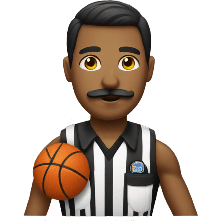 Make referee with mustache holding basketball  emoji