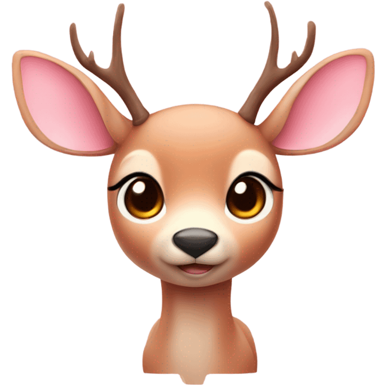 cute deer with small antlers and cute wings in soft pink  emoji