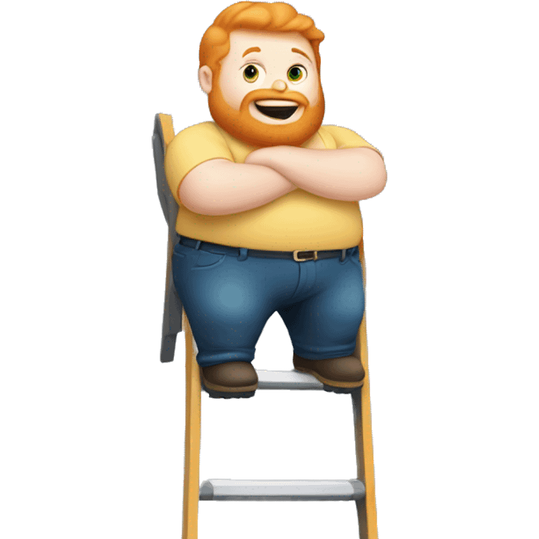 Fat ginger man on a ladder emoji