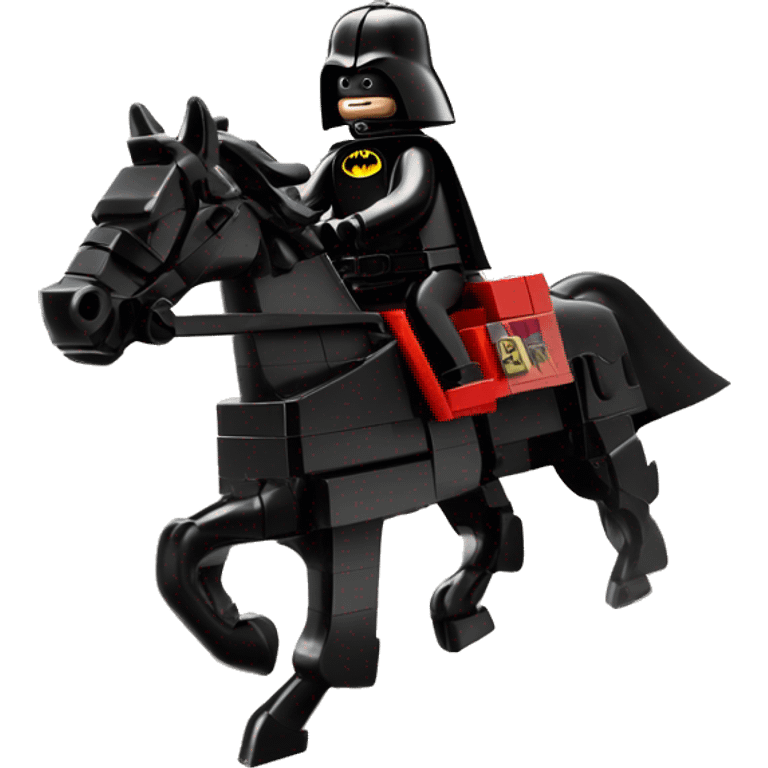 Lego horse with Batman racing against Darth Vader’s horse  emoji