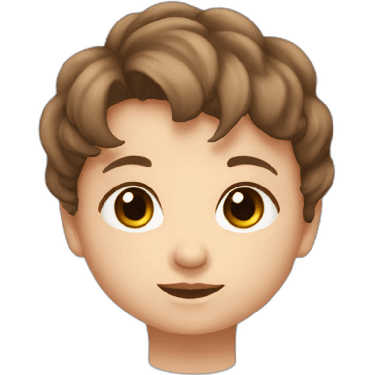 A baby with grey eyes, brown hair at 6 days emoji