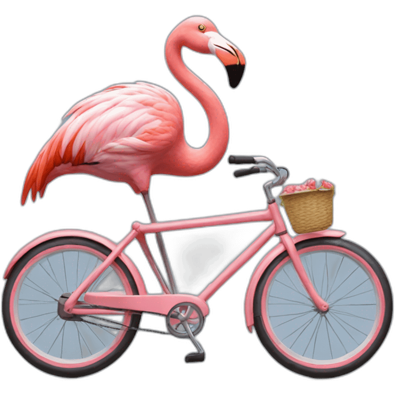 A flamingo riding a bike emoji