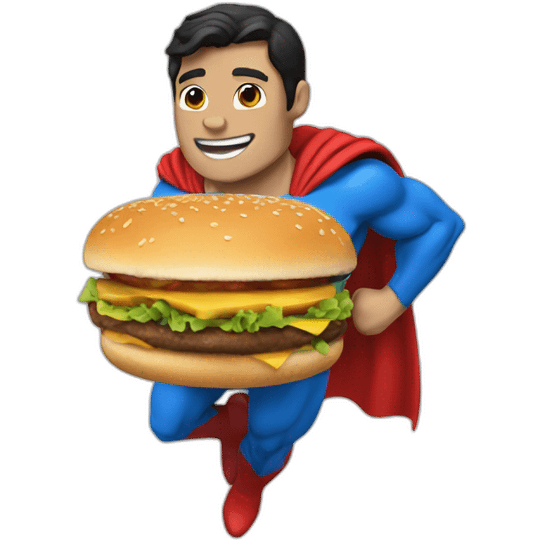 Superman with hamburger emoji