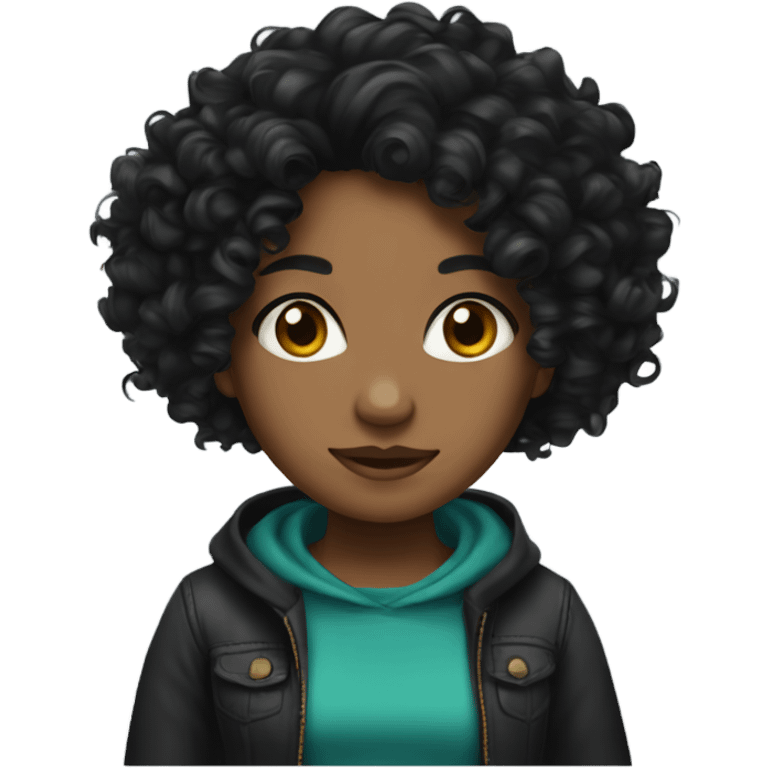 Amiyah with curly black hair emoji