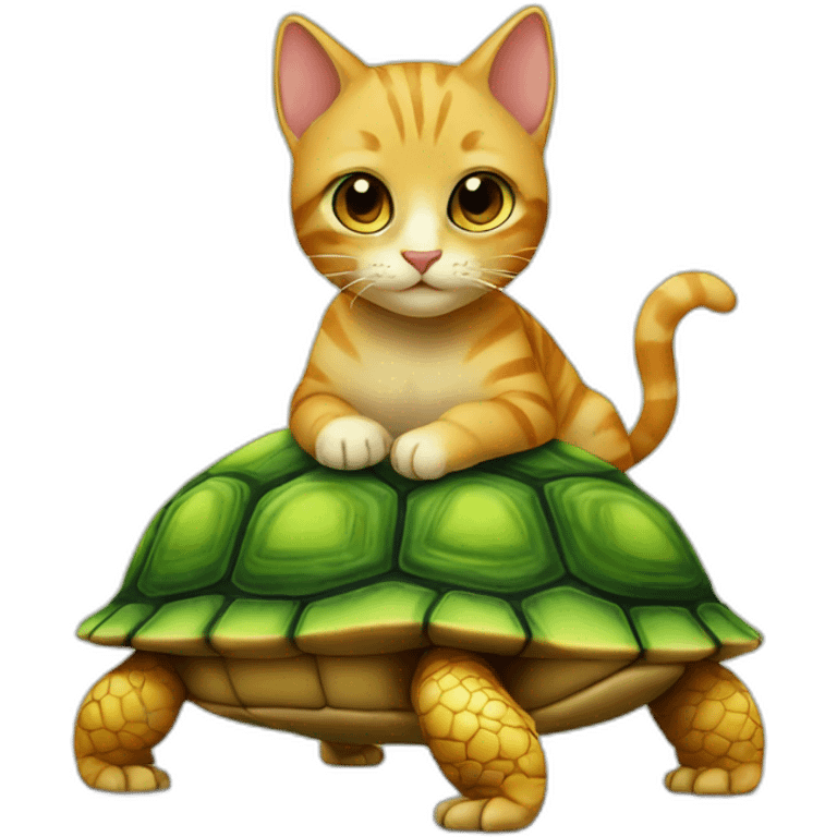 Cat on a turtle emoji