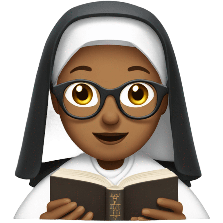 Large old nun reading the holy Bible scriptures  emoji