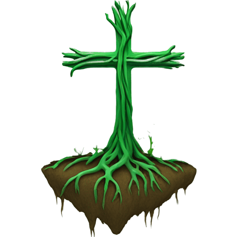 green cross with roots growing out of the bottom emoji