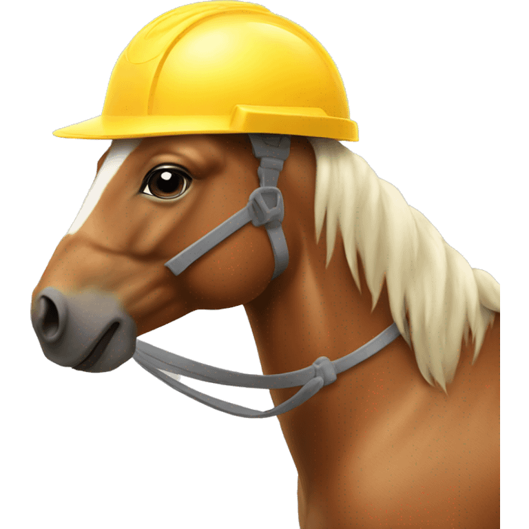 horse wearing a construction helmet emoji