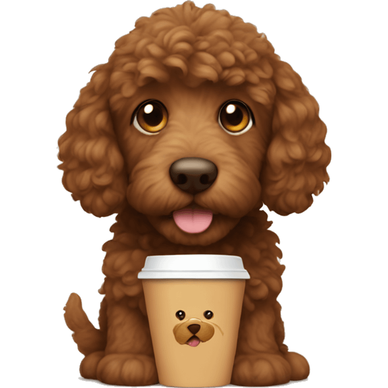 Brown doodle with pup cup emoji