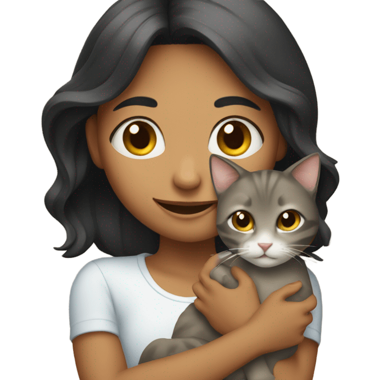 smiling girl with cat emoji