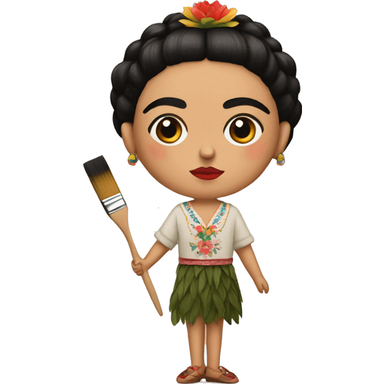 body frida kahlo kid with paintbrush emoji