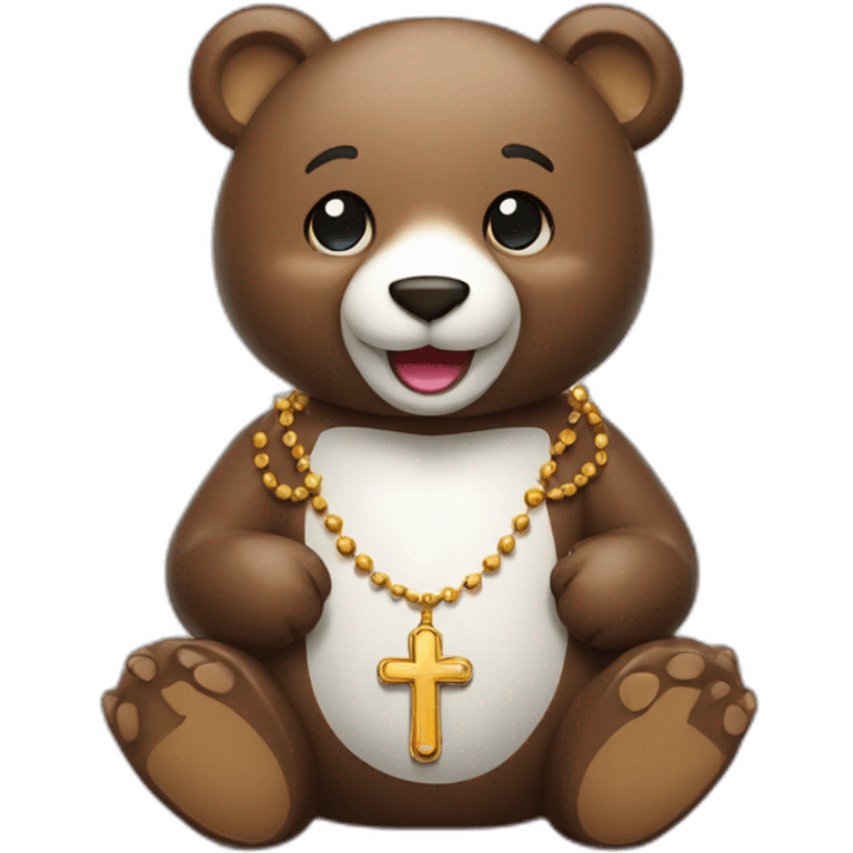 smiling bear with a rosary emoji