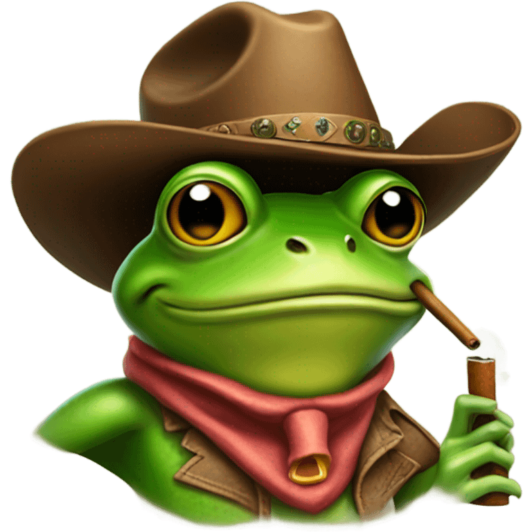 Cowboy frog smoking a cigar emoji