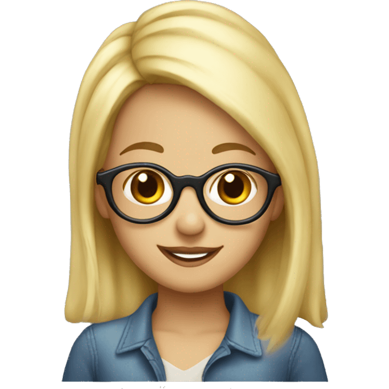 pretty blonde girl with glasses and a birthday hat emoji