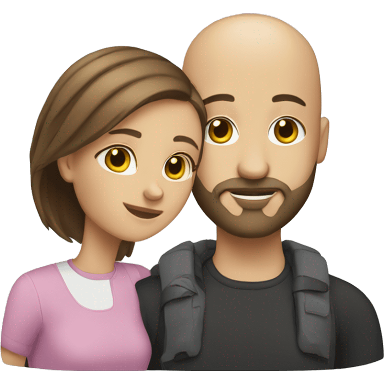 Bald man with beard and girl brown hair emoji