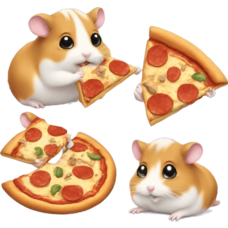 four hamsters eating pizza emoji