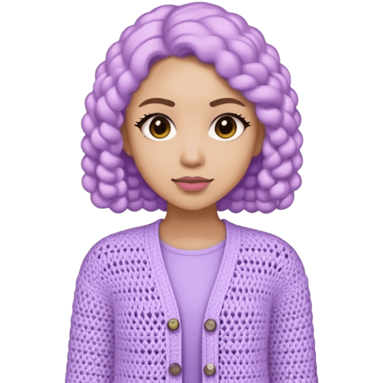 pastel purple women's crocheted cardigan emoji