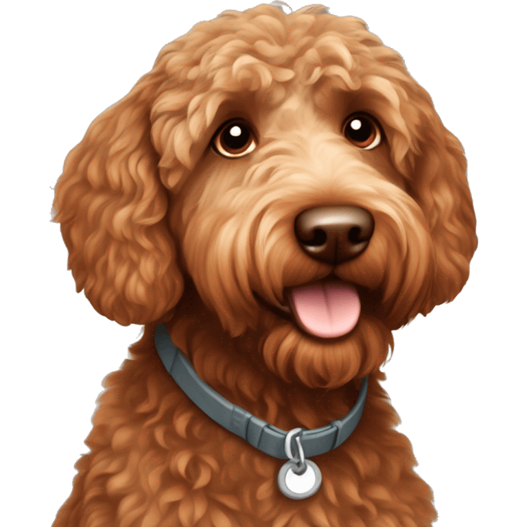 reddish brown australian labradoodle with buzz cut haircut  emoji