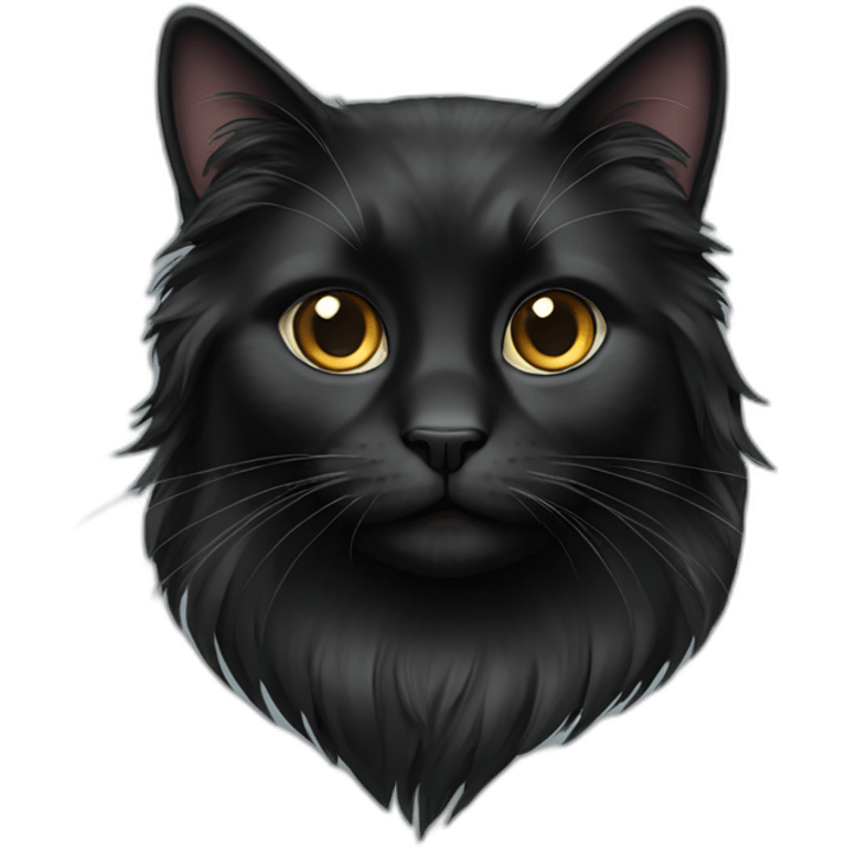 Black long haired cat emoji