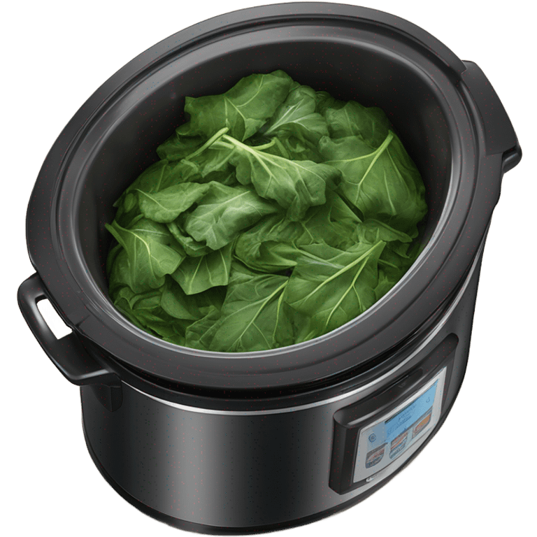 Cooked Collard greens in a slow cooker emoji